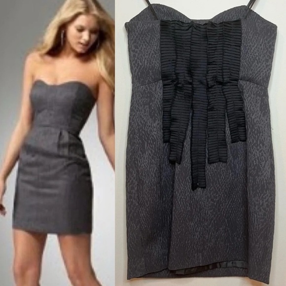 BCBG Dresses & Skirts - NWT BCBG Generation Sweeheart Gray Pleated Back Cocktail Strapless Minidress